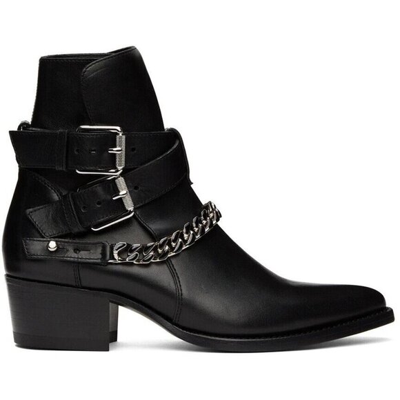 AMIRI Jodhpur Chain Boots 39 US 6 Mens Black Leather ASIS - Picture 1 of 16